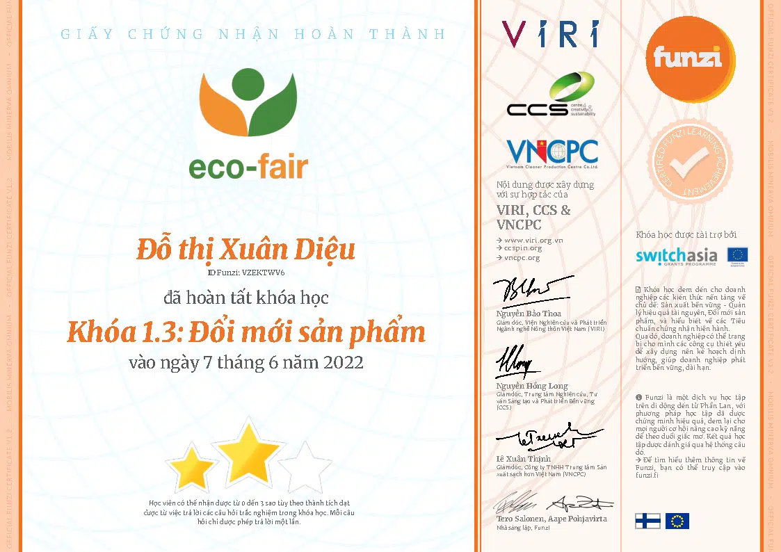 Chứng nhận CNCM ECO-FAIR — Dika Happy