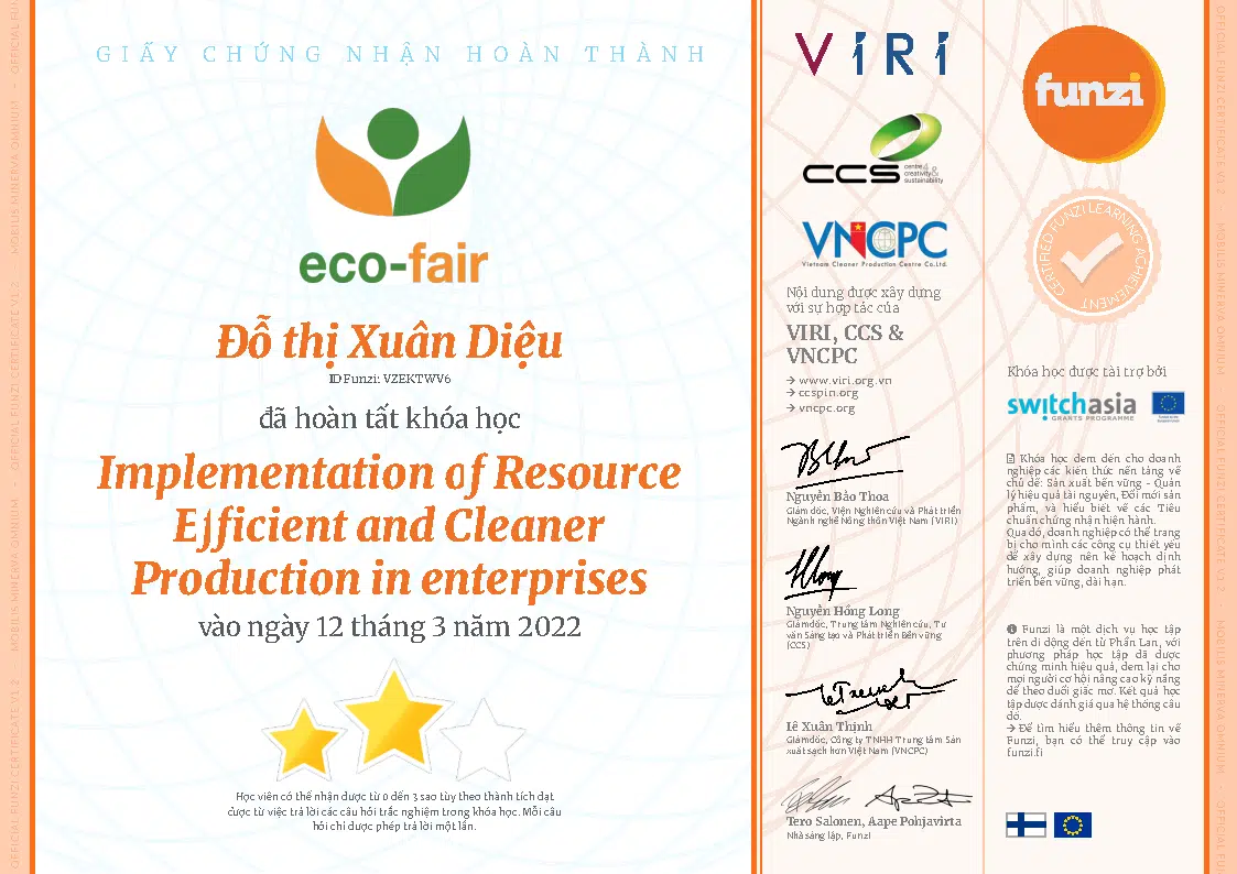 Chứng nhận CNCM ECO-FAIR — Dika Happy