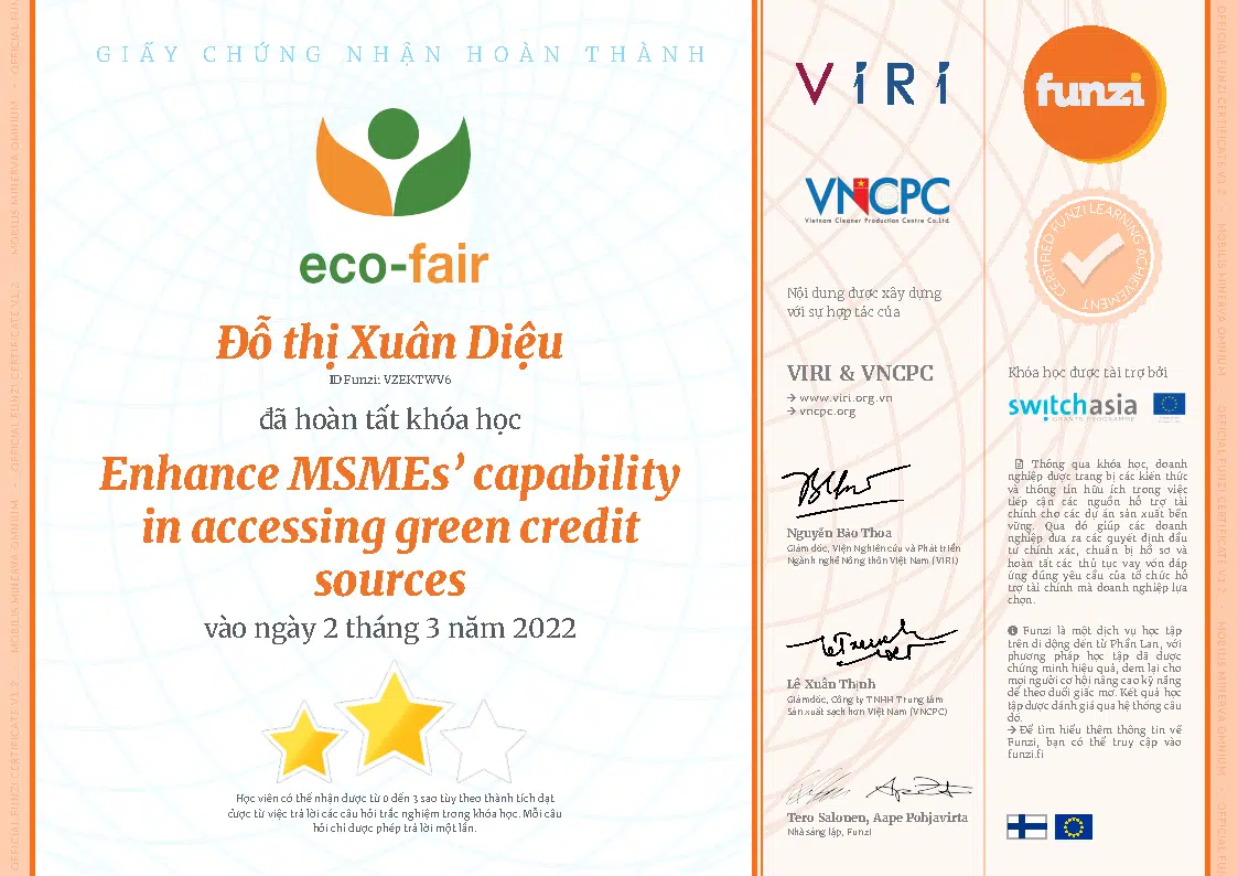 Chứng nhận CNCM ECO-FAIR — Dika Happy