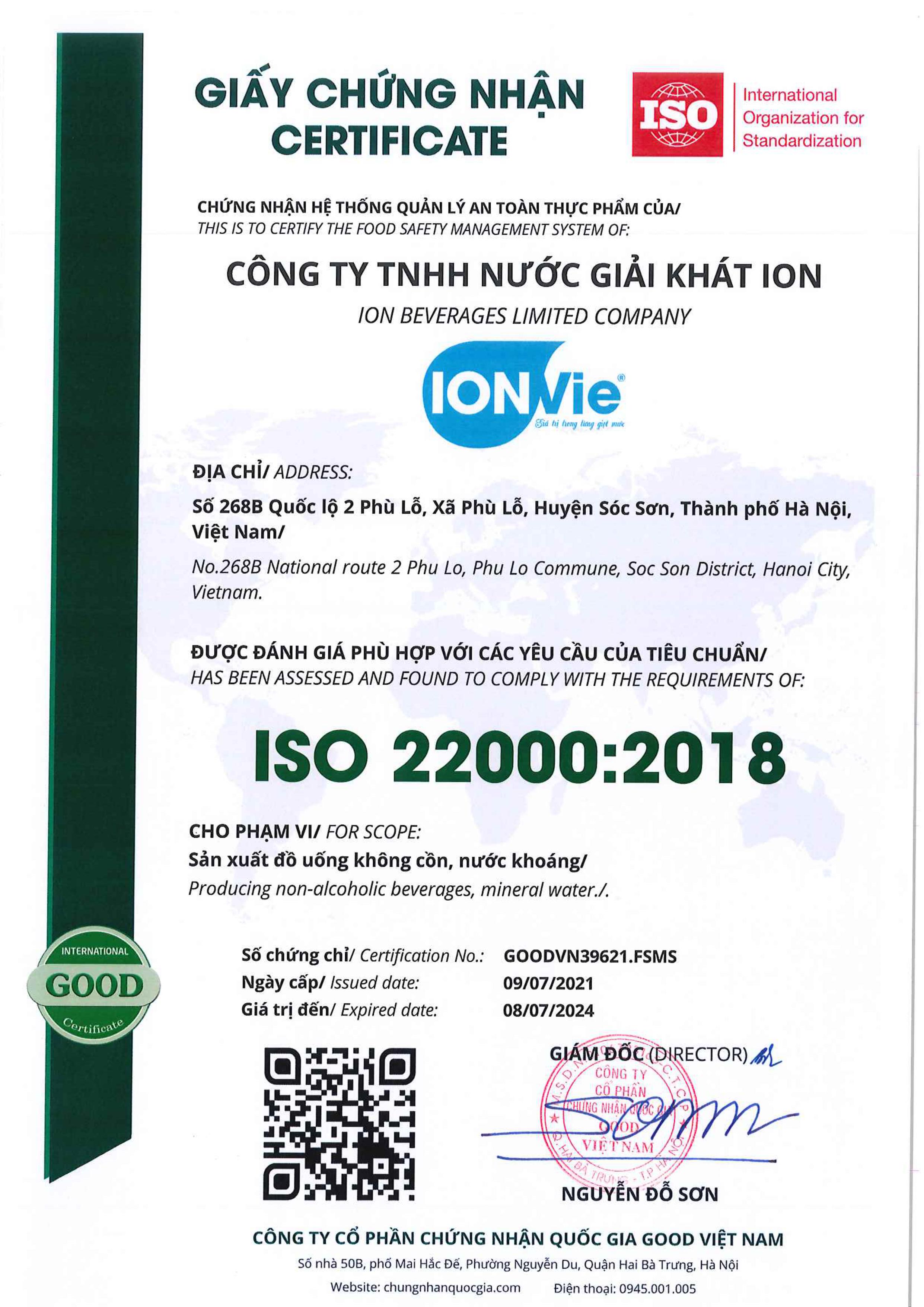 Chứng nhận IONVie
