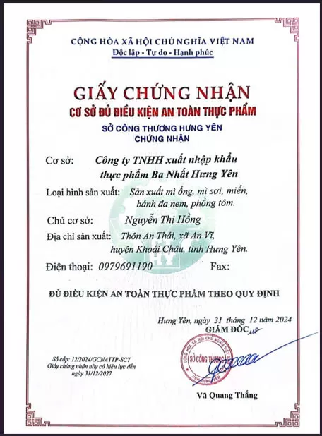 ATVSTP Ba Nhất Hưng Yên